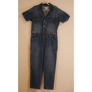 Pistola Grover Jumpsuit Women's Size L Denim Polka Dots Coverall Utility